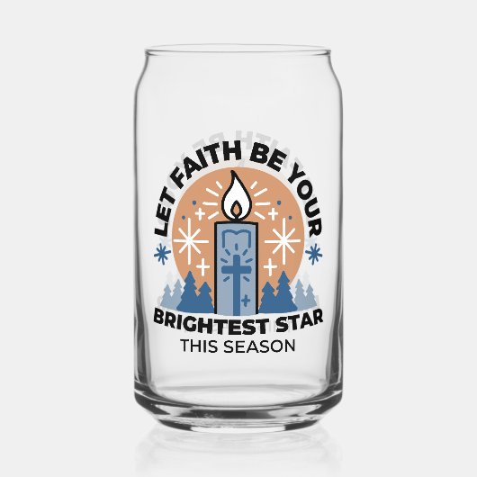 信仰を輝かせよう：冬のテーマ ガラス缶 (正面)