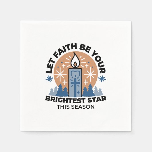 信仰を輝かせよう：冬のテーマ スタンダードカクテルナプキン (正面)