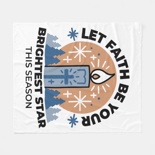 信仰を輝かせよう:冬のテーマ フリースブランケット (正面(横))
