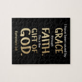 信仰を通救して恵みによって金ゴールドエペソ2:8 ジグソーパズル (横)