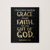 信仰を通救して恵みによって金ゴールドエペソ2:8 ジグソーパズル (縦)