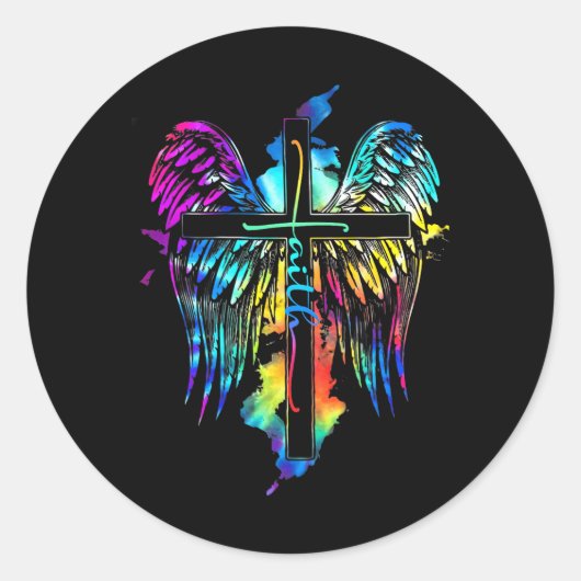 信仰イエズウィングスキリストクロス宗教写真 ラウンドシール (正面)