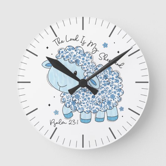 信仰インスパイア青色 ラウンド壁時計 (正面)