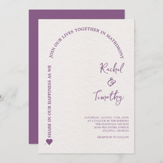 信仰エレガントに囲まれたホットピンク結婚ズ 招待状 (正面/裏面)