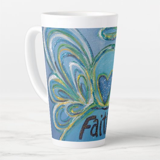 信仰エンジェルワードアートカスタムラテマグカップ カフェラテマグ (左アングル)