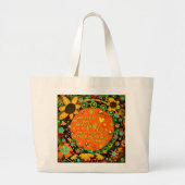 信仰オかわいらしレンジイエローフローラ(昆虫)マルハナバチイレリン ラージトートバッグ (正面)