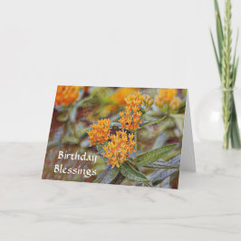 信仰オレンジ色の花誕生日賛美の聖句 カード