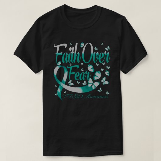 信仰オーバー恐怖PTSD認識度蝶 Tシャツ (デザイン正面)