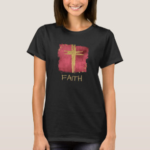 *～*信仰キリスト教赤十字金ゴールドグリッターTシャツ Tシャツ