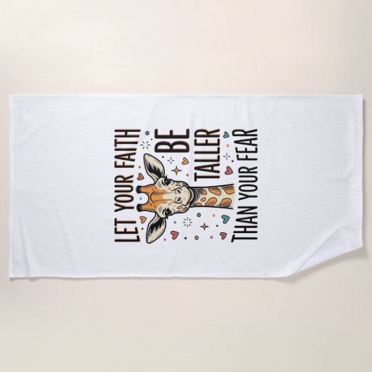信仰キリン 励ましのヴィンテージTシャツデザイン_1 ビーチタオル (正面)
