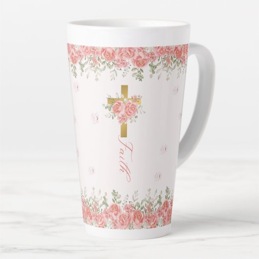 信仰ギフトフローラクロス カフェラテマグ (右アングル)