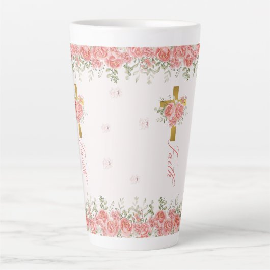 信仰ギフトフローラクロス カフェラテマグ (正面)