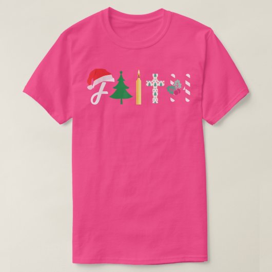 信仰クリスマスツリークリスチャンクロスクリスマスキャンディカ Tシャツ (デザイン正面)