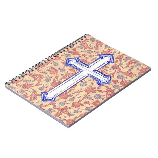 信仰クロスおよび聖なる書物、 経典ヴィンテージスタイル仕訳 ノートブック (左側)