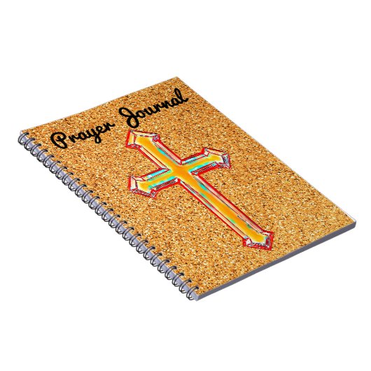 信仰クロスカラフルイエロー祈りの言葉仕訳帳 ノートブック (右側)