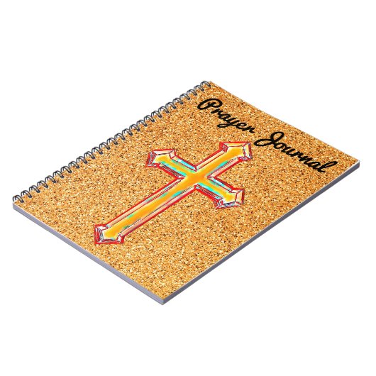 信仰クロスカラフルイエロー祈りの言葉仕訳帳 ノートブック (左側)