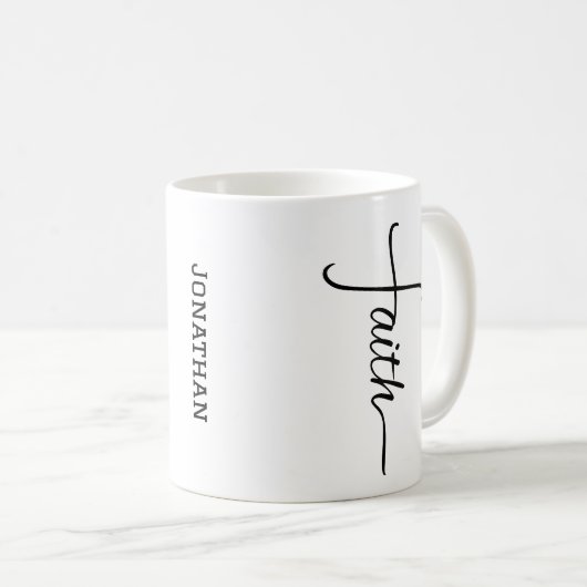信仰クロスキリスト教ブラック コーヒーマグカップ (正面右)