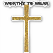 信仰クロス金ゴールド-衣服に値する シール (正面)