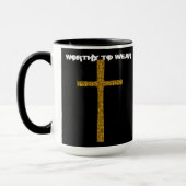 信仰クロス金ゴールド-衣服に値する マグカップ (左)