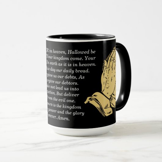 信仰コーヒーマグ – 主の祈りの言葉マット9:6-13 マグカップ (正面右)