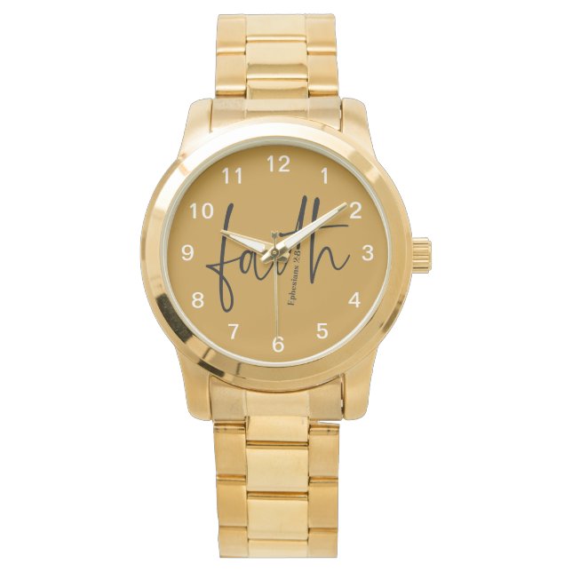 信仰シンプルバイブル聖句引用文ブラックタイポグラフィ 腕時計 (正面)