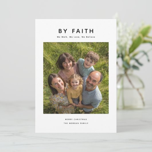 信仰シンプル別宗教家族の写真クリスマス シーズンカード (スタンド正面)