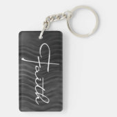 信仰タイポグラフィクリスチャン黒白モダン キーホルダー (裏面)