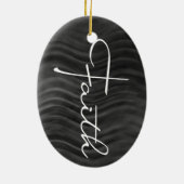 信仰タイポグラフィクリスチャン黒白モダン セラミックオーナメント (裏面)
