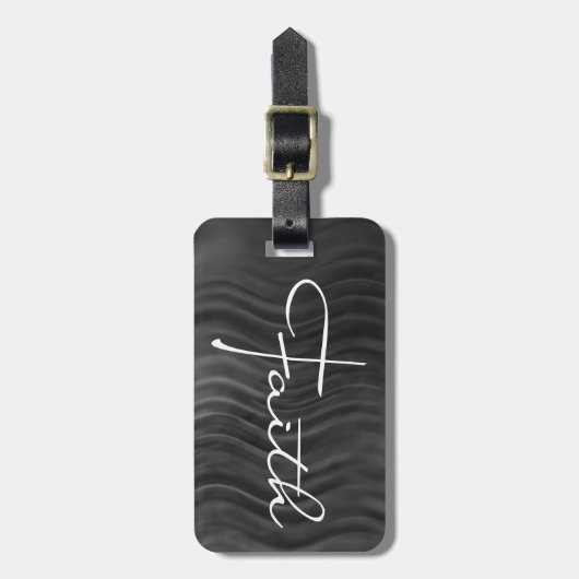 信仰タイポグラフィクリスチャン黒白モダン ラゲッジタグ (正面縦)