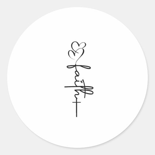 信仰ハート&クロスクリスチャン信仰デザイン ラウンドシール (正面)