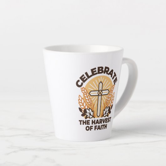 信仰ハーベストお祝い感動的 – アート カフェラテマグ (右アングル)