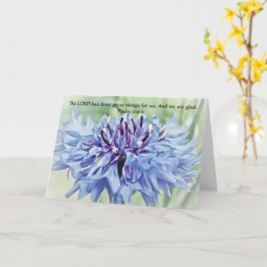 信仰バイブル聖句ブルーフラワーノートカード カード (黄色い花)