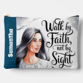 信仰パーソナライズされたのクリスチャン女性によって歩く アクセサリーポーチ (正面)