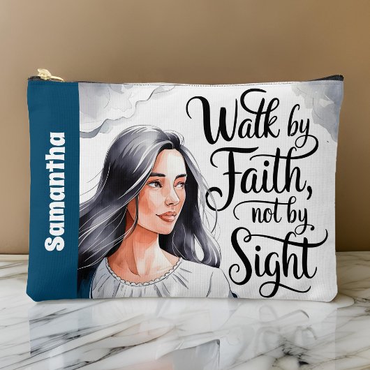 信仰パーソナライズされたのクリスチャン女性によって歩く アクセサリーポーチ