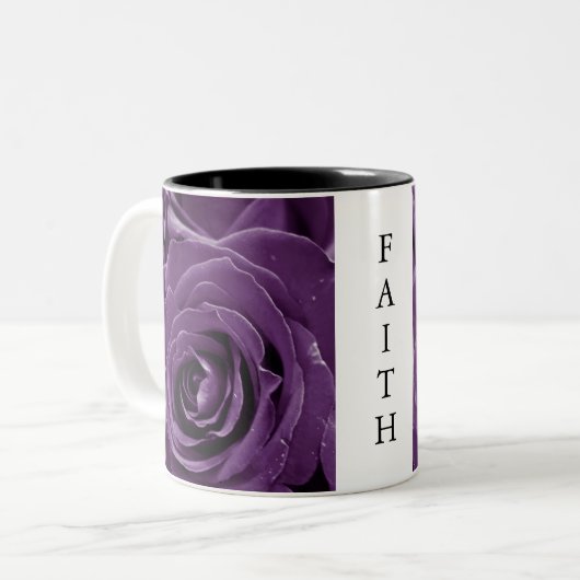 信仰パープルバラ11ozツートーンマグブラック ツートーンマグカップ (正面左)