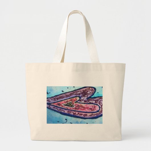 信仰ピンクハートアートトートバッグ ラージトートバッグ (正面)