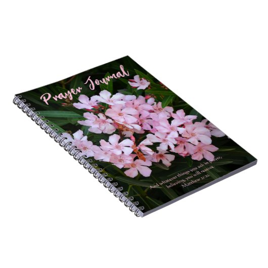 信仰ピンクフラワーフラワーズ祈りの言葉雑誌帳 ノートブック (右側)