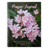 信仰ピンクフラワーフラワーズ祈りの言葉雑誌帳 ノートブック (正面)