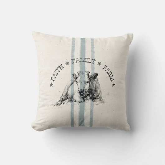 信仰ファミリーファームウシ クッション (正面)