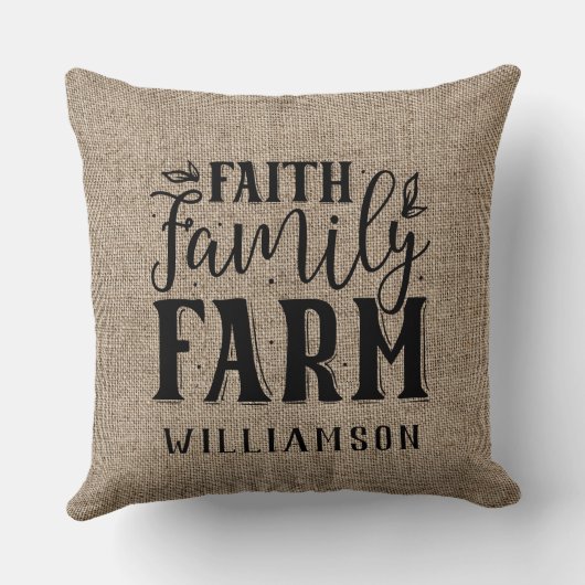信仰ファミリーファームバーラップファミリーネームピロー クッション (裏面)