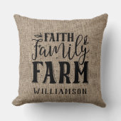 信仰ファミリーファームバーラップファミリーネームピロー クッション (正面)