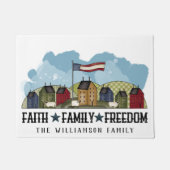 信仰ファミリーフリーダム素朴カントリードアマット ドアマット (正面)