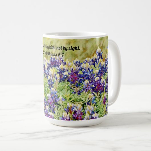 信仰ブルーボネツフラワー聖なる書物、 経典信仰マグ コーヒーマグカップ (正面右)