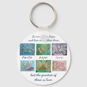 信仰ホープ愛エンジェルワードコラージキーチェーン キーホルダー