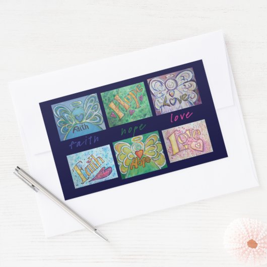 信仰ホープ愛エンジェルワードコラージュステッカー 長方形シール (封筒)