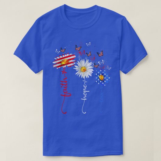 信仰ホープ愛バタフライデイジークリスチャン神4th tシャツ (デザイン正面)
