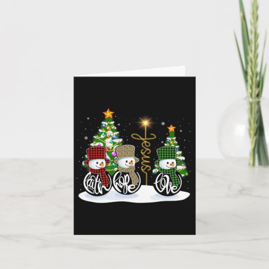 信仰ホープ愛雪だるまイエスおもしろいクリスマスCのためにクロス カード (正面)