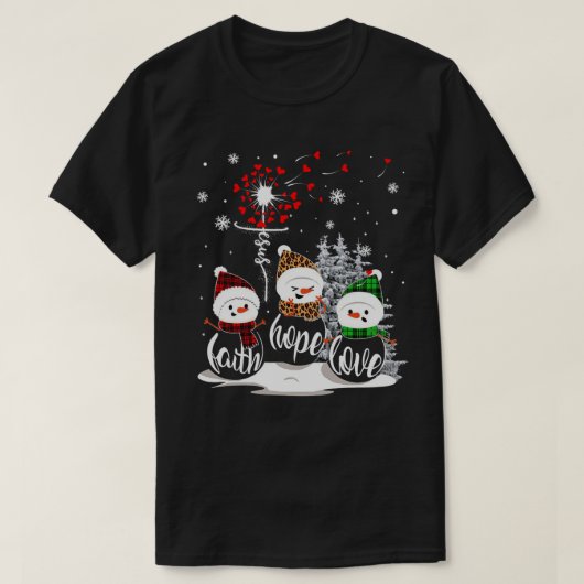 信仰ホープ愛雪だるまイエスダンデオンクリスチャン Tシャツ (デザイン正面)