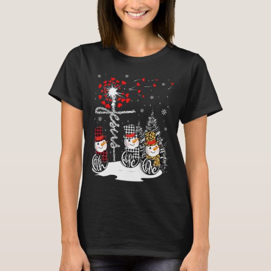 信仰ホープ愛雪だるまイエスダンデオンクリスチャン Tシャツ (正面)
