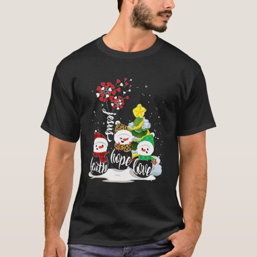信仰ホープ愛雪だるまイエスダンデオンクリスチャン Tシャツ (正面)